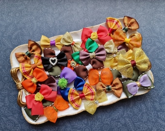 Dog Grooming Ribbon Bows (Variety mix - Fall / Autumn colours)