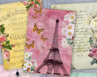 Eiffel Tower - Digital Collage Sheet Printable download Gift tags digital image atc card cardmaking card retro scrapbooking