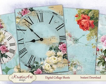 Time for roses - Digital Collage Sheet Digital Cards C154 Printable Download Image Tags Digital Image Atc ACEO Flowers cards