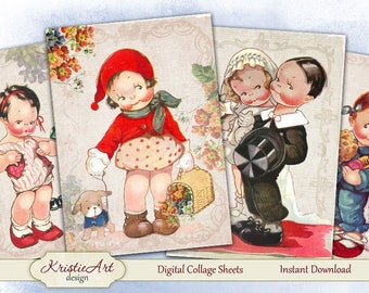 Girl's Life - Digital Collage Sheet Digital Cards C184 Printable Download Image Tags Digital Atc Cards ACEO Girls Cards