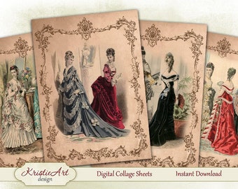 Secretos de las mujeres - Hoja de collage digital Tarjeta digital C122 Tarjetas ATC Imprimible descargar imagen digital papel artesanía cardmaking