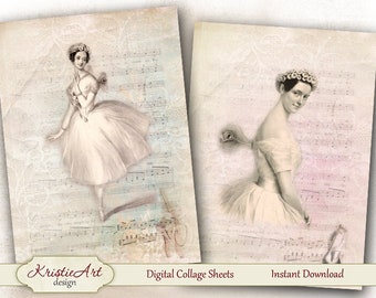 Ballerina - Digital Collage Sheet Digital Cards C230, Ballet