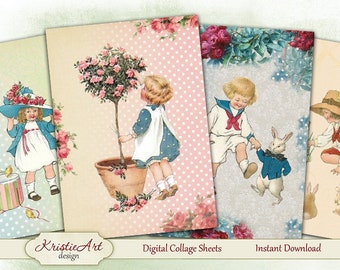 Easter Story - Digital Collage Sheet Digital Cards C156 Printable Download Image Tags Digital Image Atc ACEO Easter Kids