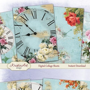 Time for roses - Digital Collage Sheet Digital Cards C154 Printable Download Image Tags Digital Image Atc ACEO Flowers cards