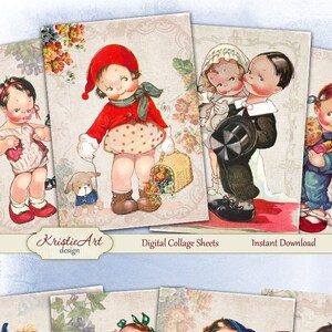 Girl's Life - Digital Collage Sheet Digitale Karten C184 Printable Download Bild Tags Digitale Atc Karten ACEO Mädchen Karten
