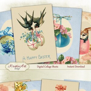 Frohe Ostern - Digital Collage Sheet Digitale Karten C149 Printable Download Frühling Tags Digitale Atc Karten ACEO Osterkarten