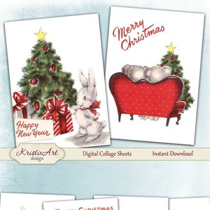 Happy Christmas - Digital Collage Sheet Digitale Karten C218 Printable Download Bild Digitale Atc Weihnachtskarten Neujahr ACEO
