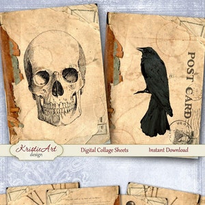 Halloween - Digital Collage Sheet Digital Cards C189 Printable Download Image Tags Digital Image Atc Halloween Cards ACEO