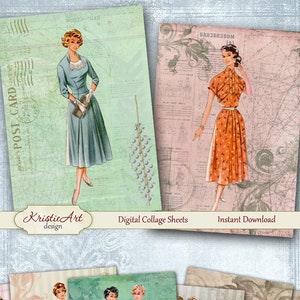 Life is Fashion - Folha de colagem digital Cartões digitais C187 para impressão Baixar etiquetas de imagem Imagem digital Atc Fashion Cards ACEO