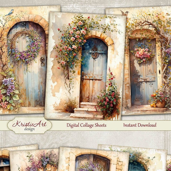 Provence Style Wooden Doors - Digital ATC Cards, C268