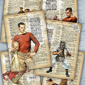 Tarjetas digitales deportivas - Tarjetas de felicitación C035 Hoja de collage digital, Hombres, Esposo, Amigo, Imagen digital deportiva álbum de recortes de tarjetas retro