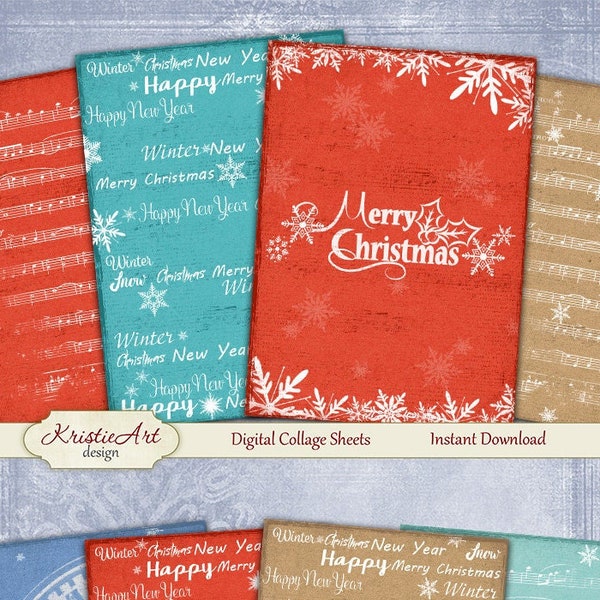 Christmas background - Digital Collage Sheet Digital Cards C133 Printable Download Image Tags Digital Atc Cards Christmas ACEO