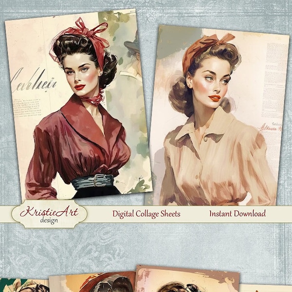 Mod Madness: High-Quality Digital ATC Cards for 60s-Inspired Crafting and Collage, C264