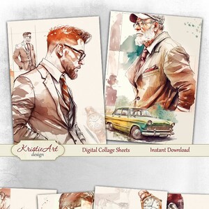 Retro Men’s Ephemera ATC Card, C278 | Digital Download | Printable Collage Sheet | Instant Download