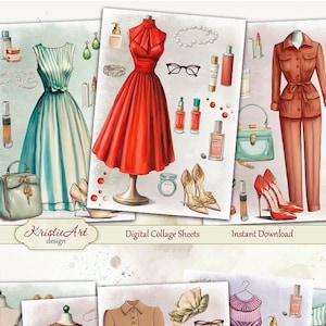 Retro Fashion Collage Ephemera Set, C271