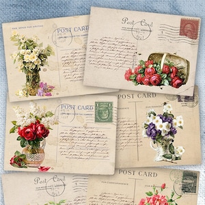 Korb Blumen - C018 Printable Download Digitale Collage Sheet Geschenkanhänger Blumen Korb Grußkarte paper atc Karte scrapbook
