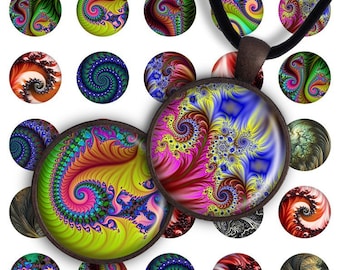Image pendentif cercle - Fractal Marbles imprimable télécharger cercle 1 pouce image pour pendentifs 25mm verre charmes aimants en résine