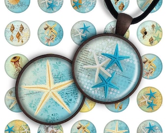 Digital Collage Sheet Seaside 1.2 inch, 1 inch size 25mm image for pendants round glass charms resin digital image magnet PC015