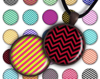 Stripes - Digital Collage Sheet 1inch Round 30mm 25mm 20mm Circle Pendant Download PC061 Instant Download Jewelry Making