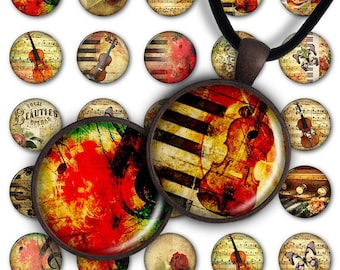 Digital Collage Sheet Music 1inch Round 30mm 25mm 20mm Circle Pendant Printable Download PC031 Instant Download Jewelry Making