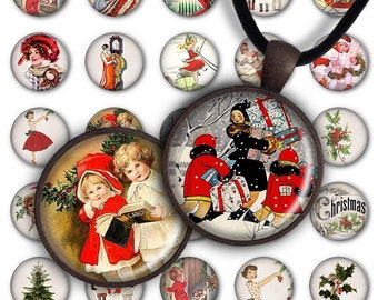 Digitale Collage Bogen 1 inch Weihnachten Kreis Anhänger Printable Download Sofort Download für Schmuckherstellung - Weihnachten