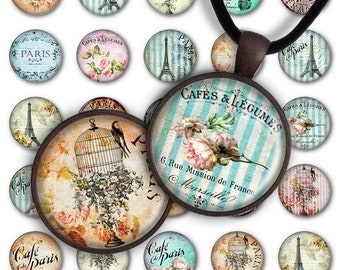 Digital Collage Sheet Grunge Romantic 1inch Round 25mm Circle Pendant Printable Download PC023 Instant Download Jewelry Making