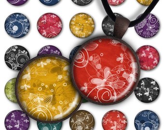 デジタルコラージュシート 明るい夏 1インチラウンドペンダント 25 mm サークルペンダント 印刷可能 PC052 即時ダウンロード ジュエリー作り