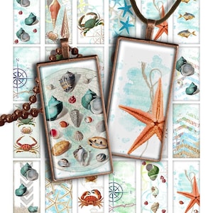 Undersea World 1x2" Domino Immagine PR020 Stampabile 1x2 pollici Rettangolo Vetro Ciondolo Resina Immagine Digitale