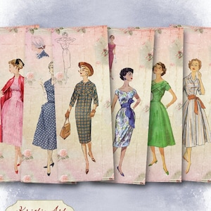 Shabby Chic Fashion - Digitale bladwijzer B010 collageblad afdrukbare download afbeeldingsgrootte digitale afbeelding modecollage hangtags