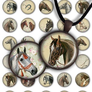 Digitale Collage Sheet - Pferde 1inch Rund 30mm 25mm 20mm Tier Kreis Anhänger Download PC071 Sofort Download Schmuckherstellung