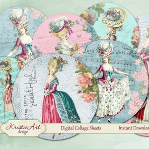 Shabby Ladies - Digital card C045 Digital collage sheet printable download digital vintage ladies digital atc card antoinette