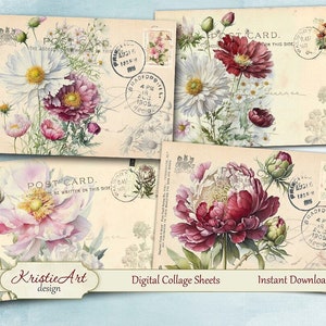Retro Botanische ATC Karten - Schöne und Zeitlose Blumen Postkarten Designs, C276