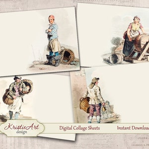 Retro professions, C237, Printable Download Collage Sheet
