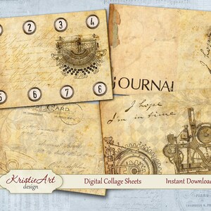 Steampunk time - C245, Digital Collage Sheet, Old Time Printable Download Image, Retro Atc, Ephemera