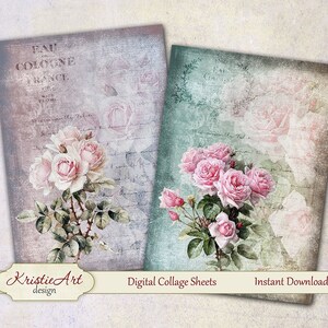 Beautiful Roses cards Printable download digital collage sheets, Large digital image,Transfer Images for bags books fabrics