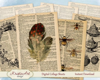 Digital Cards Set #1 - Digital Collage Sheet Greeting ATC Cards C048 Printable download tags digital image cardmaking scrapbook