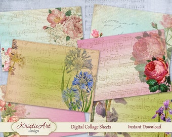 Flowers World ATC cards - Digital collage sheet, Printable Download, Digital Tags C059, Digital collage, Digital Image, Tags