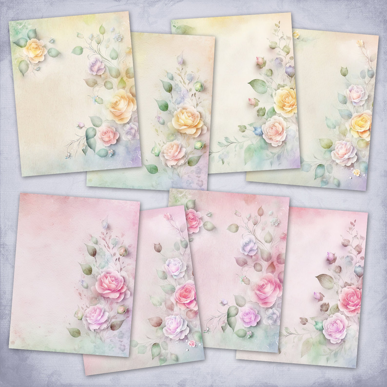 Watercolor Roses Digital Paper Pack | Beautiful Floral Designs for Your ...
