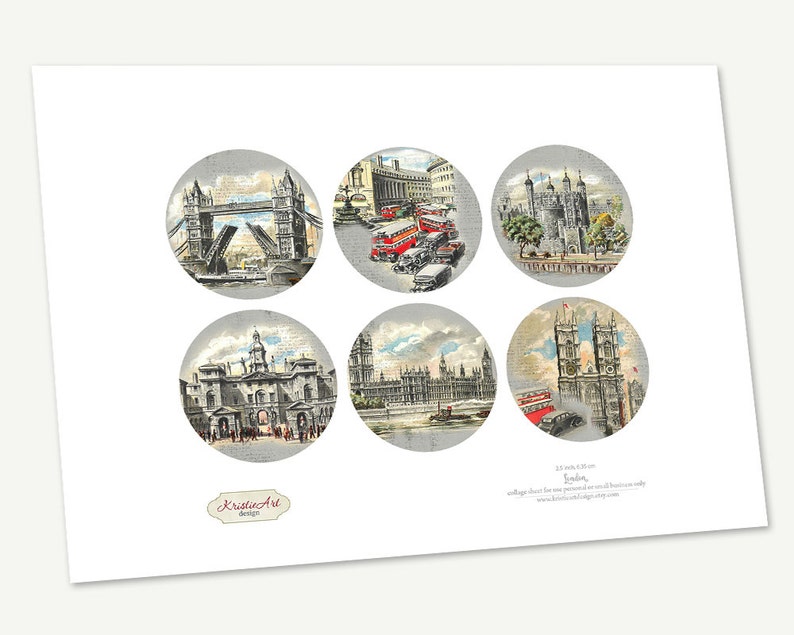 Digital cards C182 printable download tags digital London round image Travel atc card Vintage Digital Collage Sheet 75/% OFF SALE London