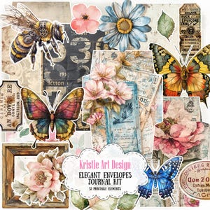 Elegant Envelopes: Junk Journal Digital Kit - 52 pcs, EN001, Envelope Graphics, Digital Download Kit