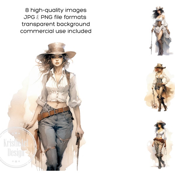 Retro Western Beauties - Retro Ladies Digital Clipart Collection, CA011