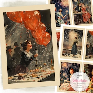 Retro grote ATC-kerstkaarten - Feestelijke nostalgieset, C298