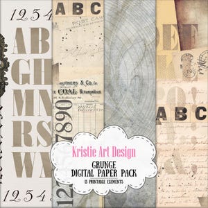 Carta grunge - NP009, Pacchetto di carta digitale, Carta retrò, Carta Scrapbooking