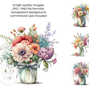 Botanische boeket digitale clipart voor elegante doe-het-zelf ambachten en briefpapier, CA004