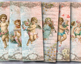 Angels - Digital bookmark B014 collage sheet printable download image size digital image valentine's day collage hang tags