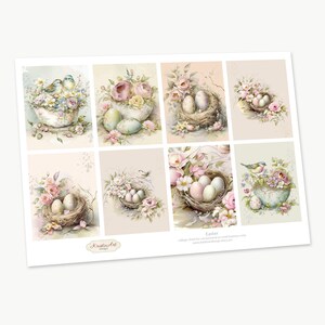 Digital Easter Collage Sheets, C254 | Shabby Chic Easter Graphics for ...
