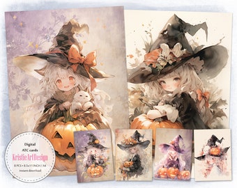 Step into the Past: Little Witch's Diary Printable ATC Cards Collection, C290