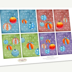 Christmas Balls Digital Collage Sheet Digital Cards C129 Printable Download Image Tags Digital Atc Card ACEO Christmas Cards 画像 2