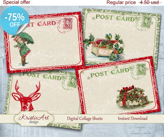 Digital Collage Sheet Digital Christmas Cards C198 Printable Happy New Year Winter Birds Digital Atc ACEO 75/% OFF SALE Christmas Birds