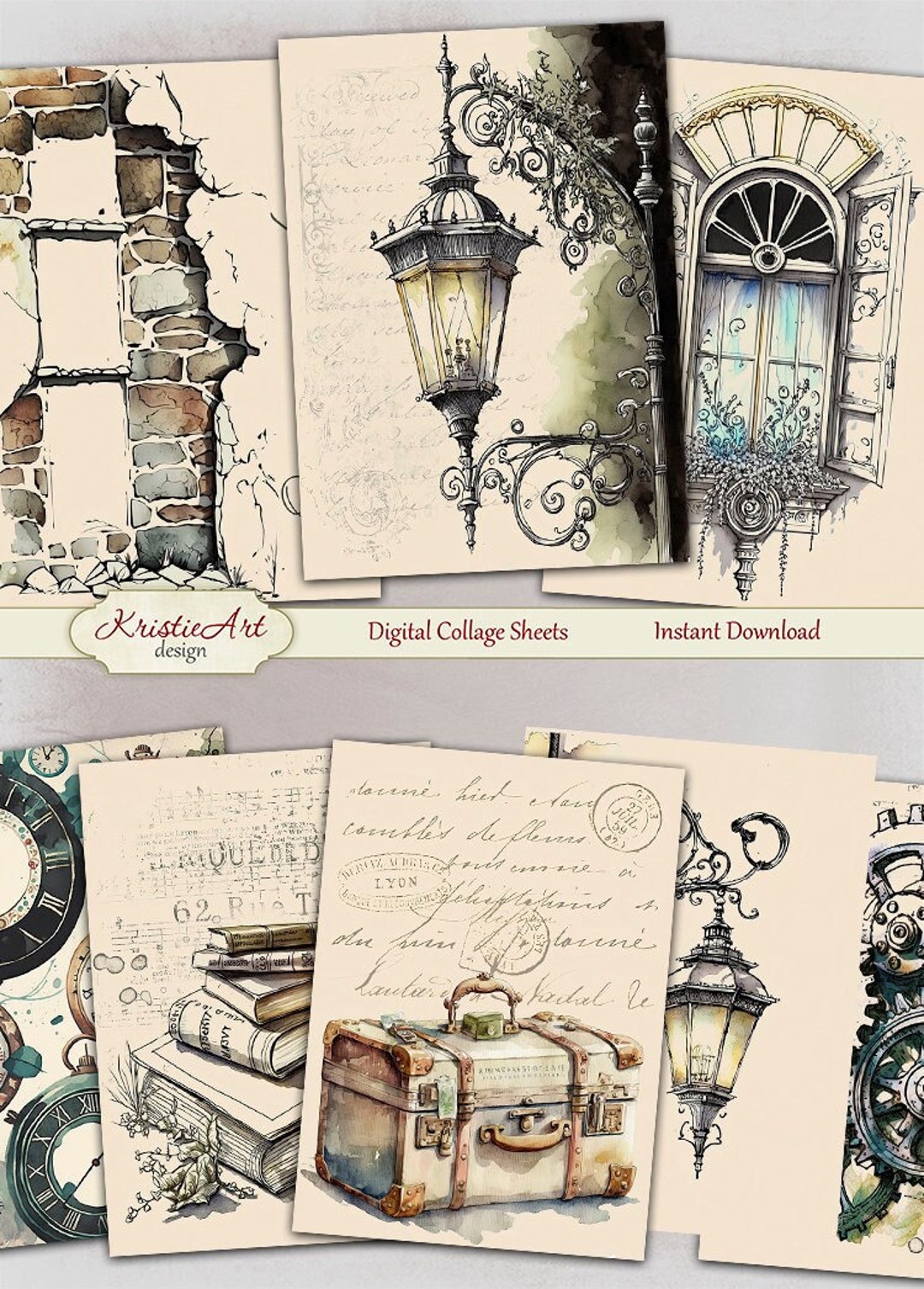 Retro Ephemera Digital Collage Sheet for Junk Journaling, C279 - Etsy
